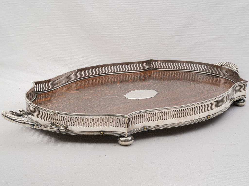 Rhythmic pattern silverplate bar tray