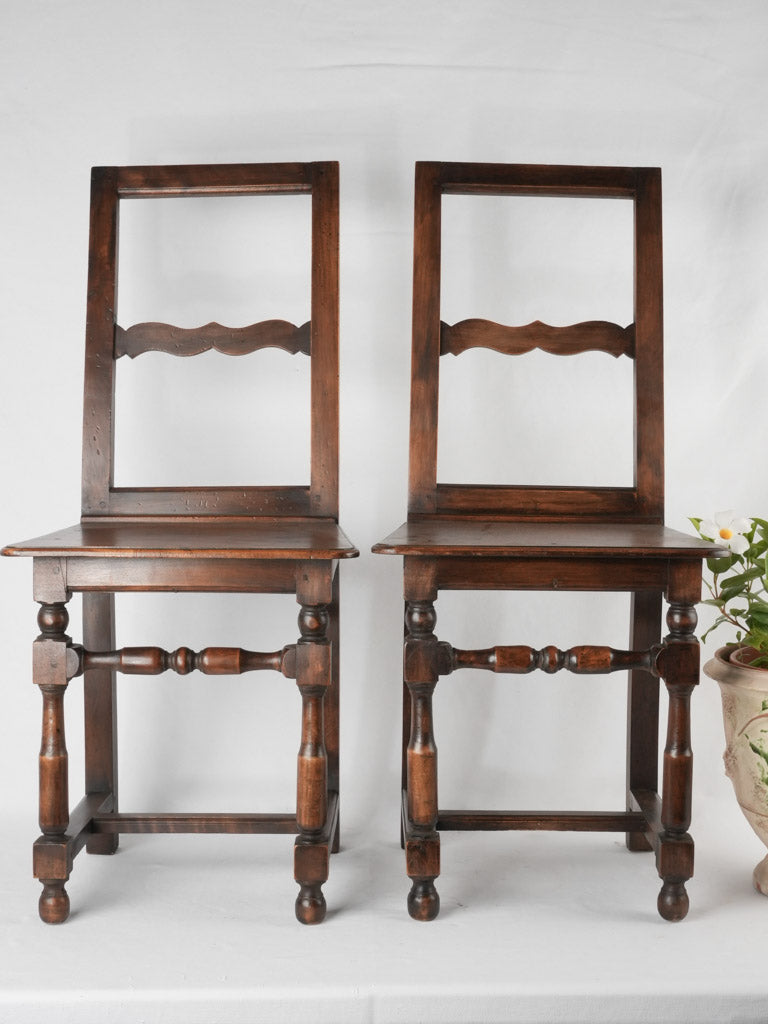 Pair of Lorraine dining chairs - 19th century walnut