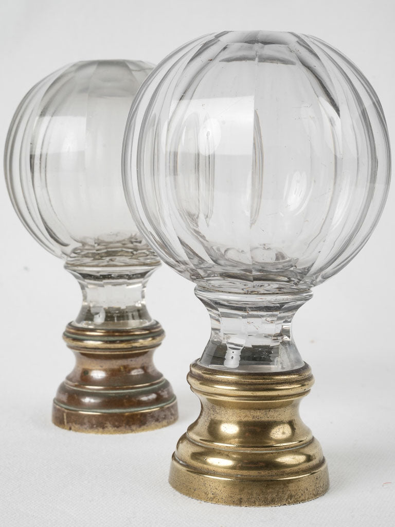 Elegant, vintage crystal newel caps