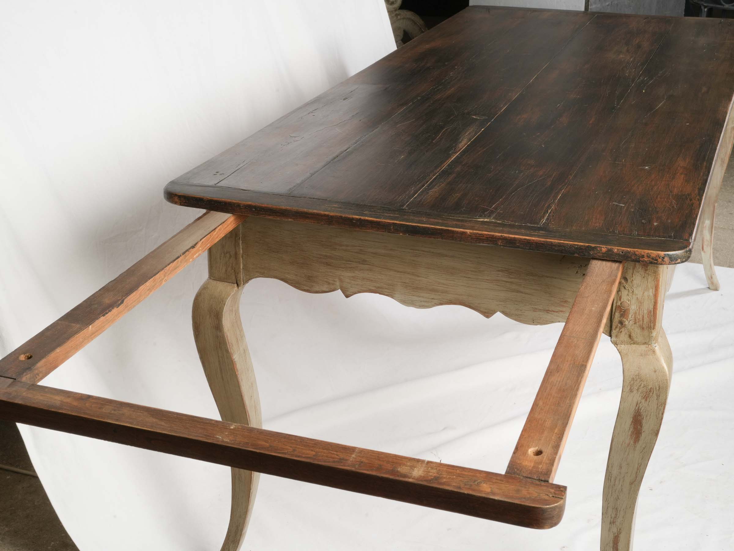 French Chestnut Farmhouse Table with Painted Base, c. 1900 - 70½"