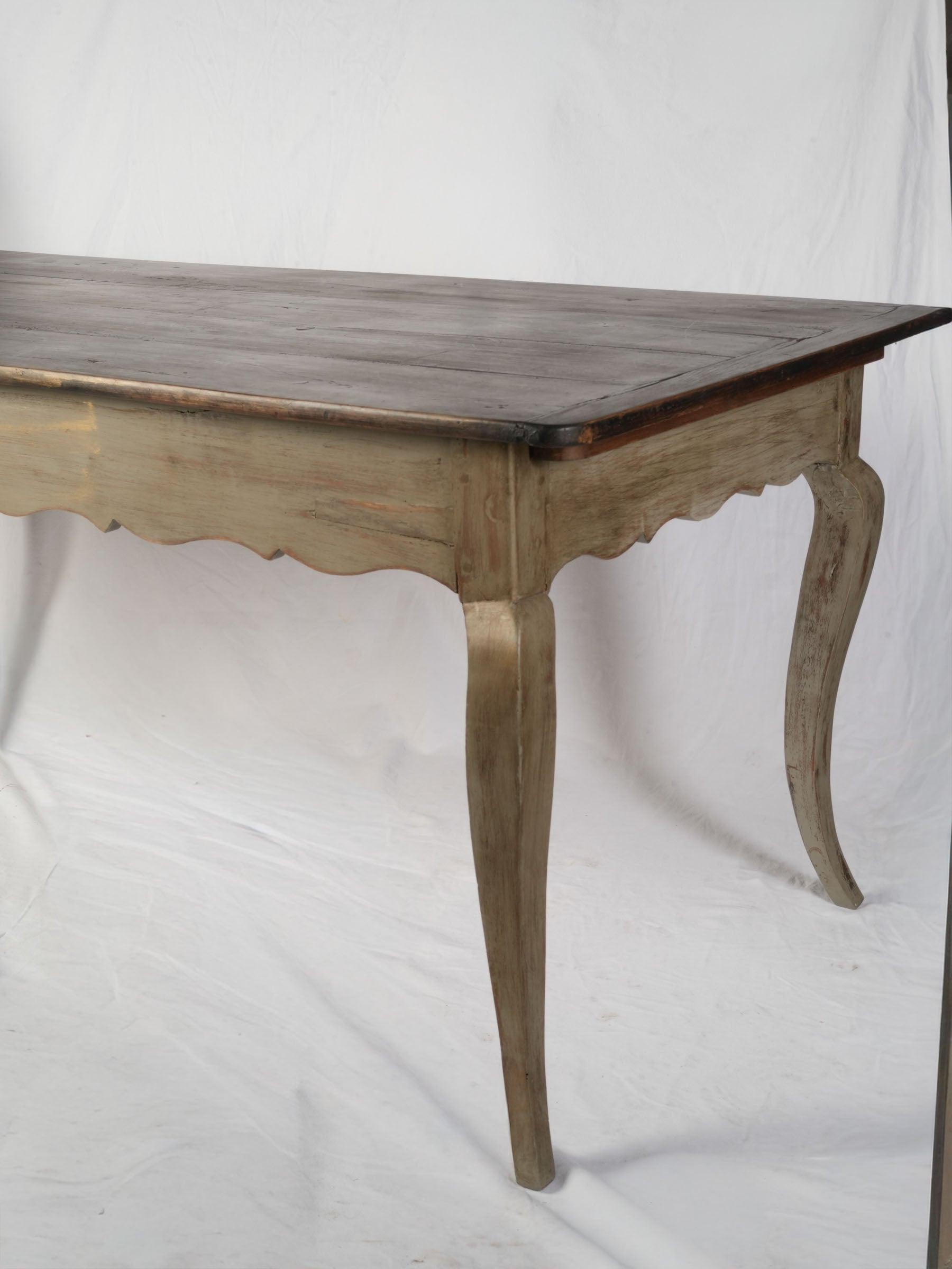 French Chestnut Farmhouse Table with Painted Base, c. 1900 - 70½"