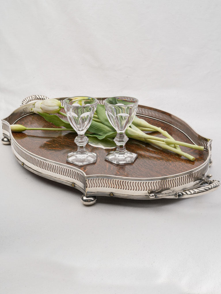 Elegant vintage mahogany serving tray