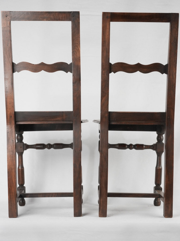 Pair of Lorraine dining chairs - 19th century walnut