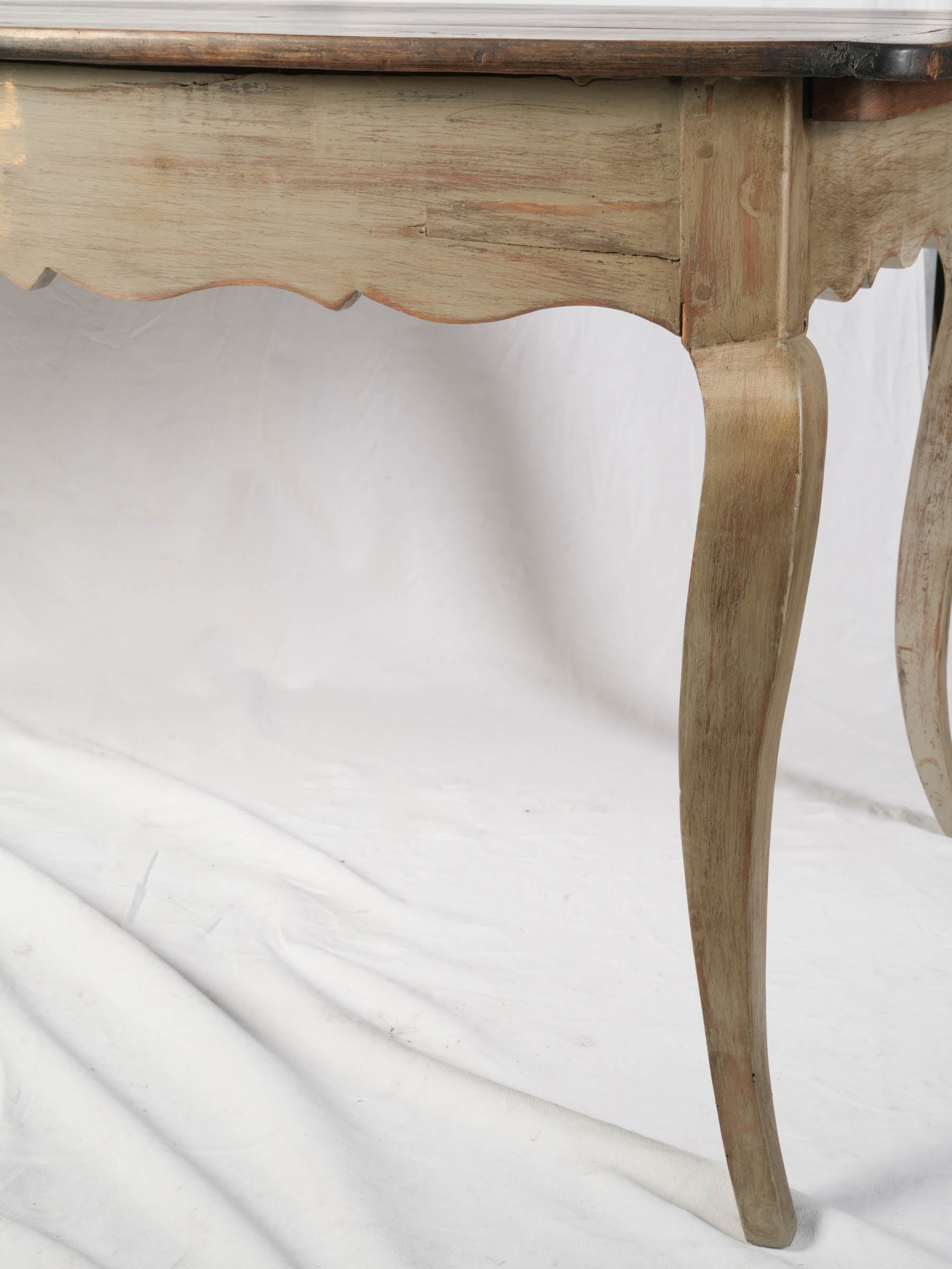 French Chestnut Farmhouse Table with Painted Base, c. 1900 - 70½"