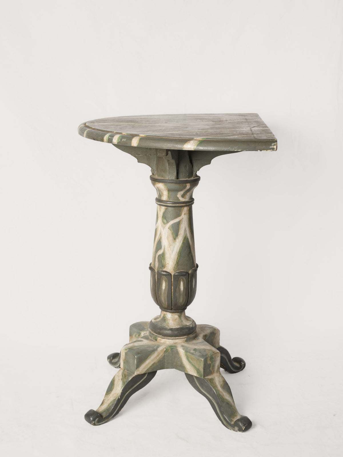 1960s–70s Italian Faux-Marble Painted Demi-Lune Console - 32" x 35¾"