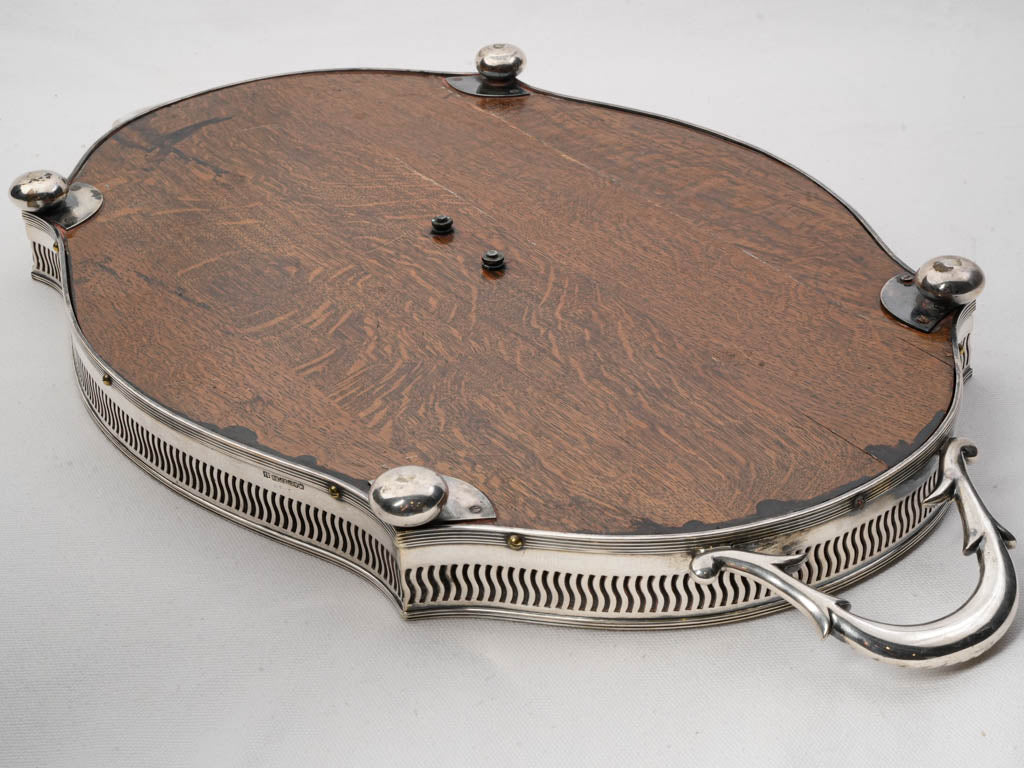 Unique patina silverplate host tray  