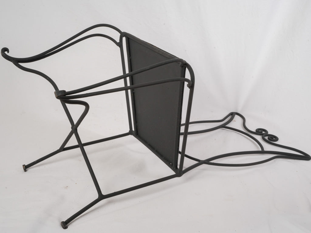 Pair of French 1950s Black-Painted Wrought-Iron Garden Chairs - 38¼"