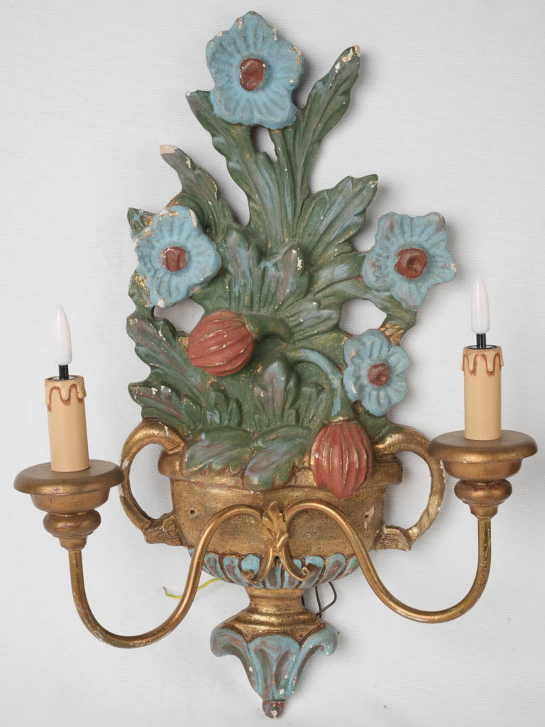 Elegant gilded wood wall sconces
