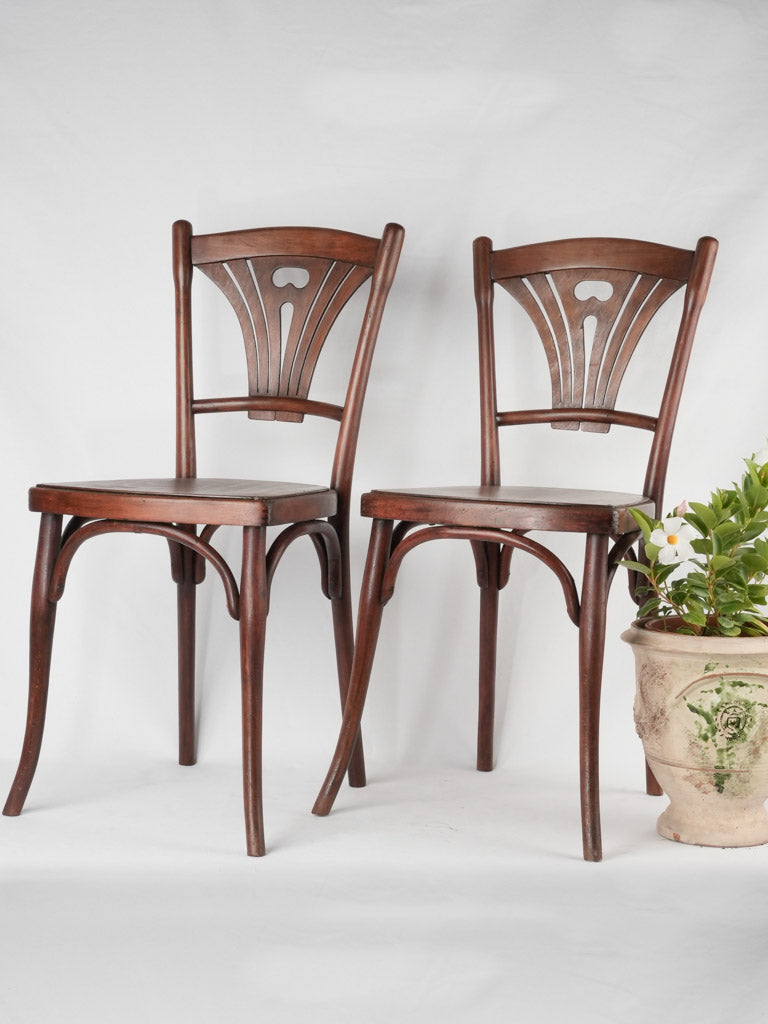 Vintage Thonet-style wooden bistro chairs