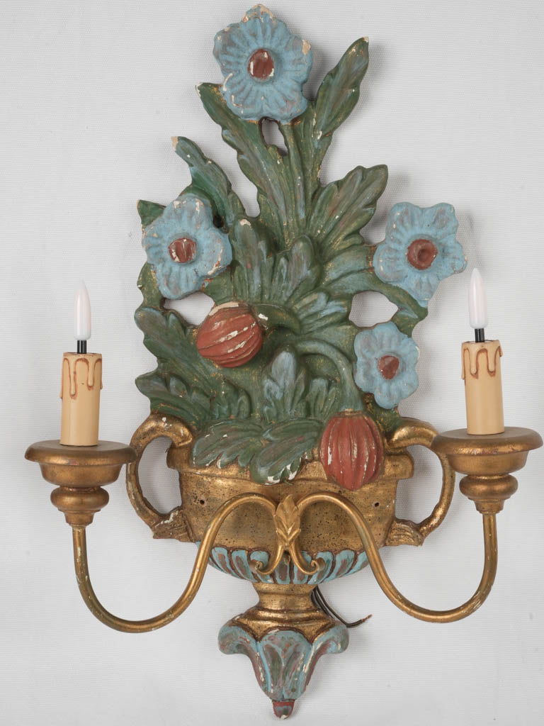 Exuberant painted floral sconces