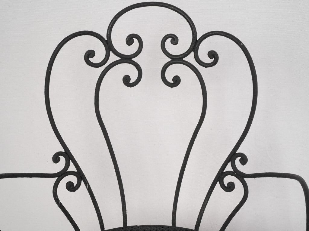 Pair of 1950s–60s Black-Painted Wrought-Iron Garden Armchairs - 33½"