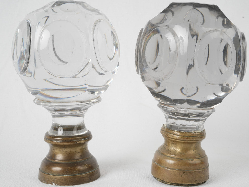 Brass, Elegant, Faceted Glass, Newel Caps