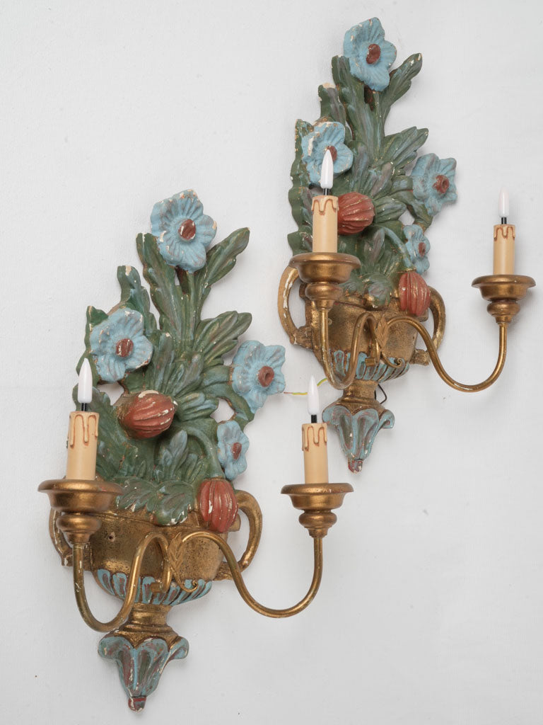 Dramatic theatrical floral sconces