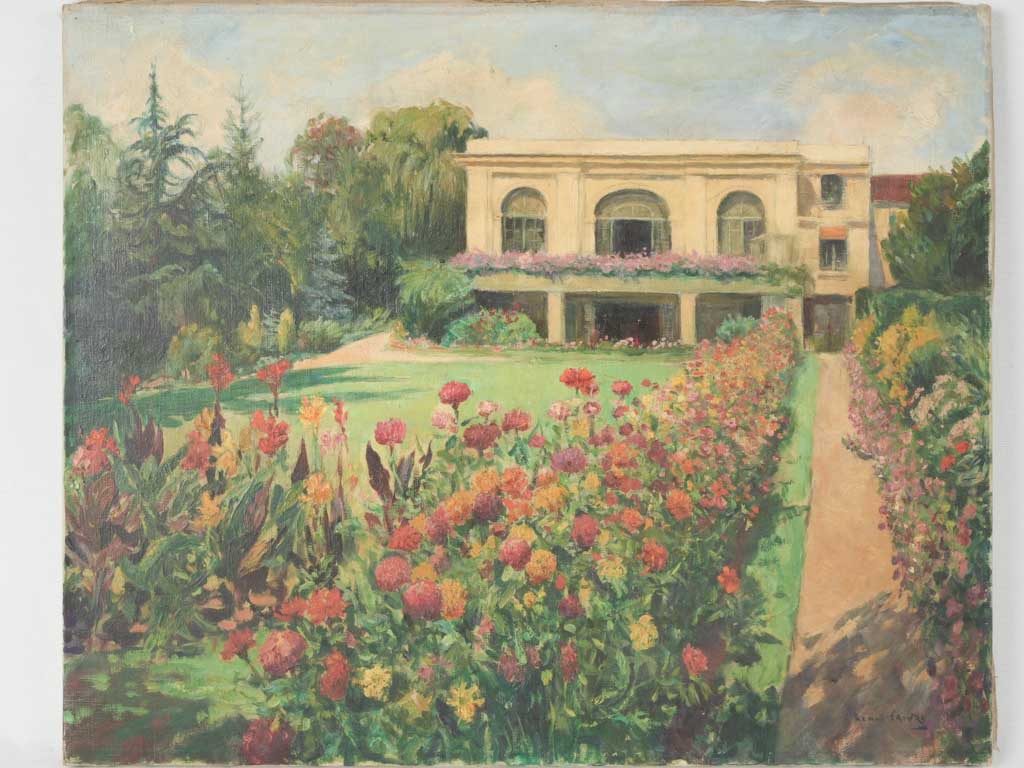 Elegant unframed antique canvas painting