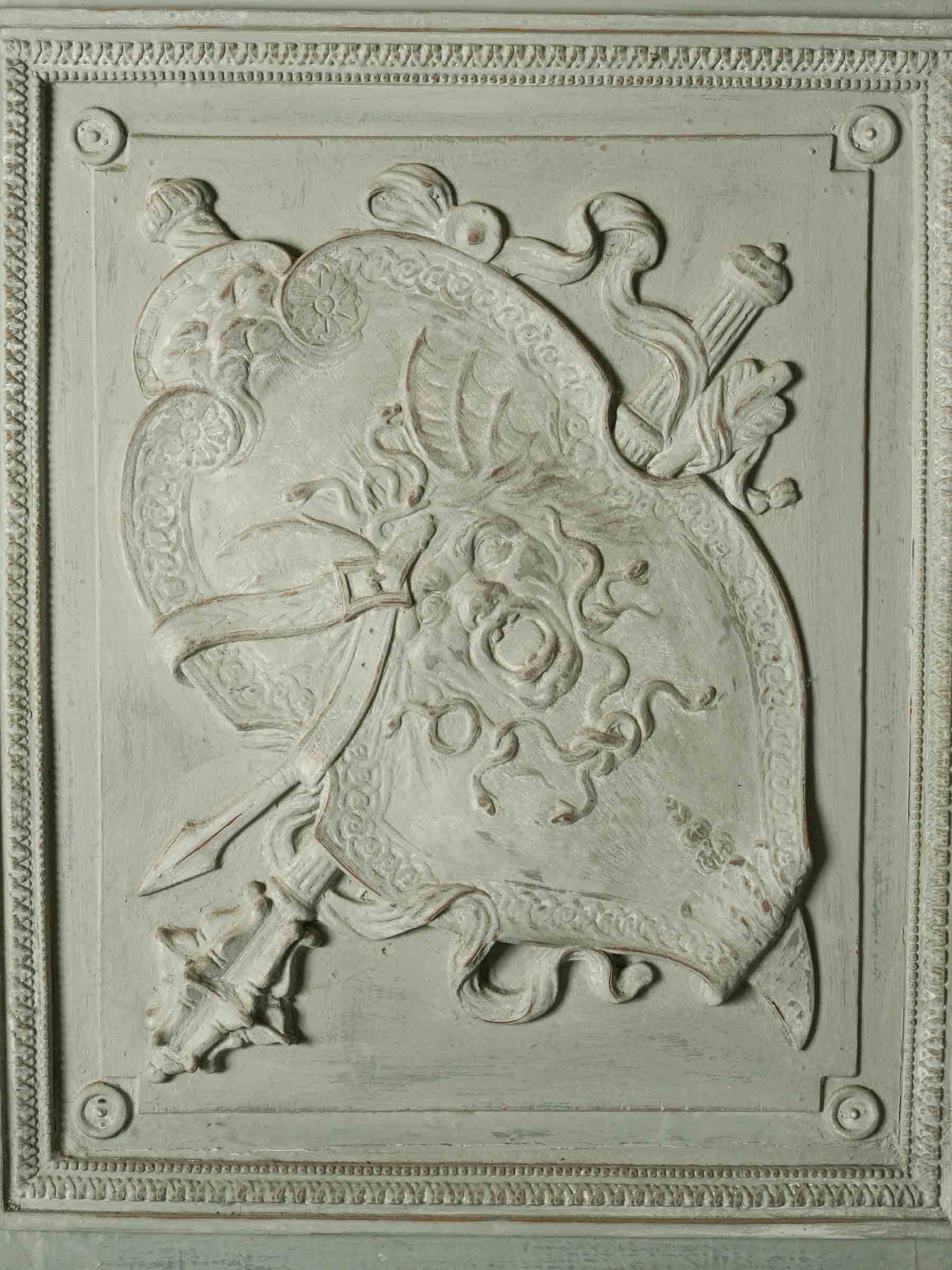 Large Louis XVI Style Trumeau Mirror w/ Sage-Gray Painted Finish - 75½" x 44"