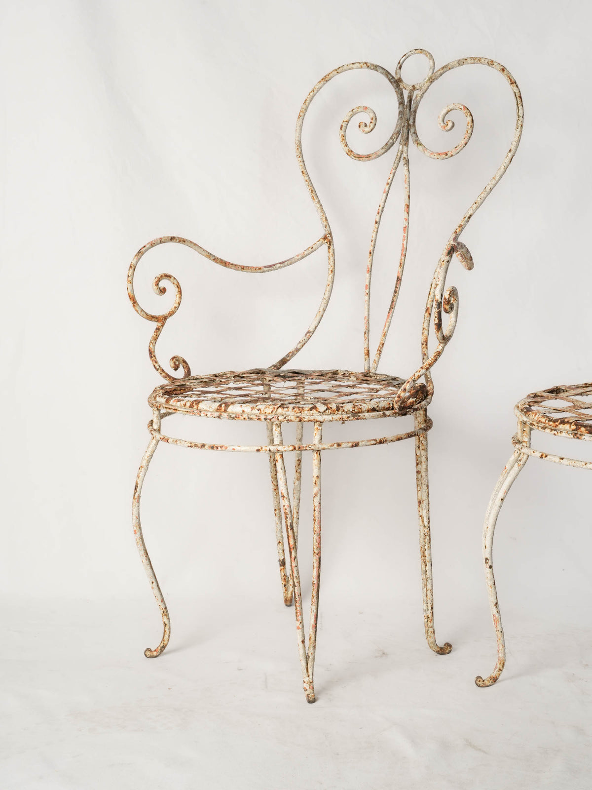 Set of Four Wrought-Iron Garden Chairs w/ Weathered Patina