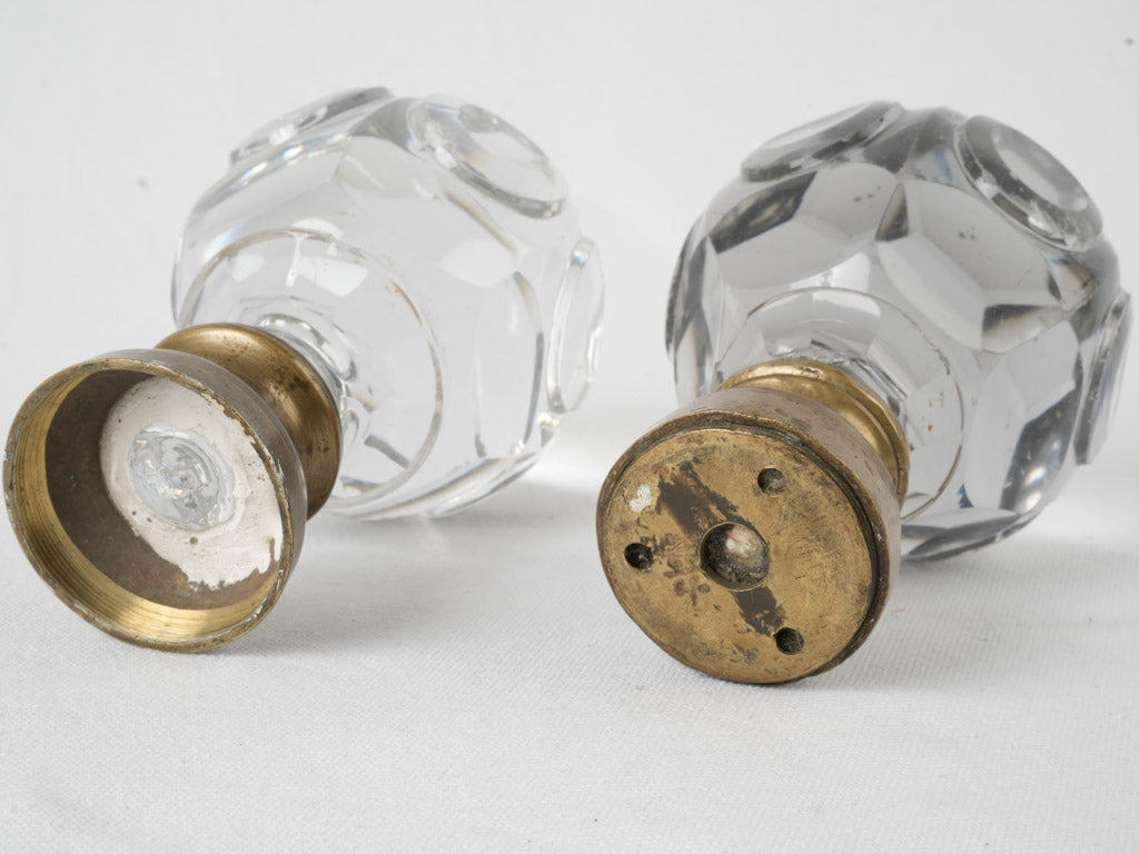 Aged, Elegant, French Glass Newel Caps