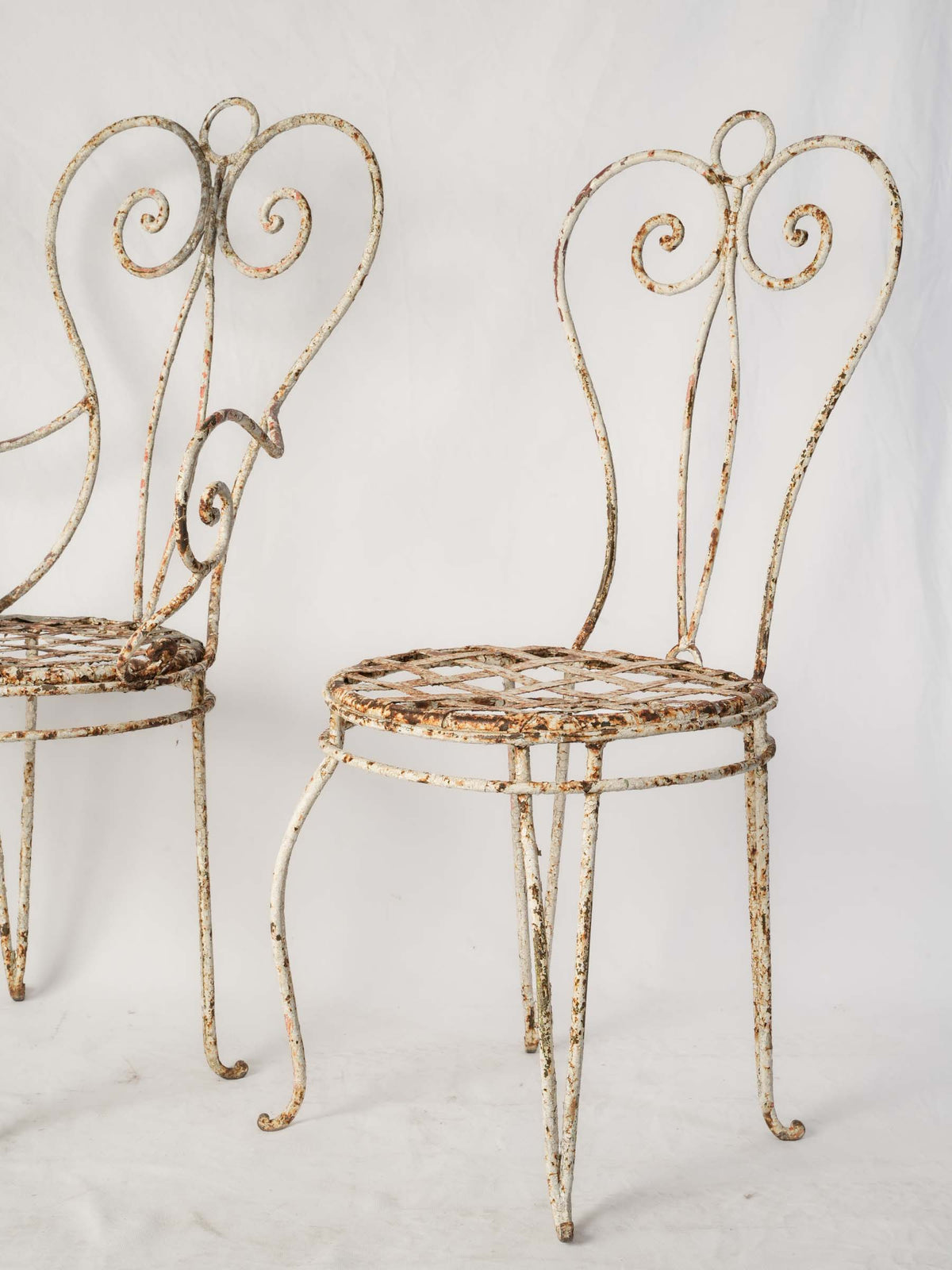 Set of Four Wrought-Iron Garden Chairs w/ Weathered Patina