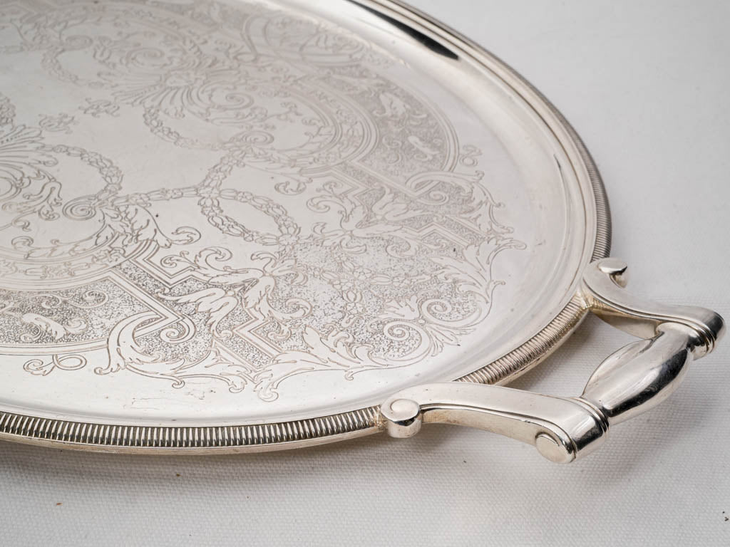 Historical engraved ornate tea tray