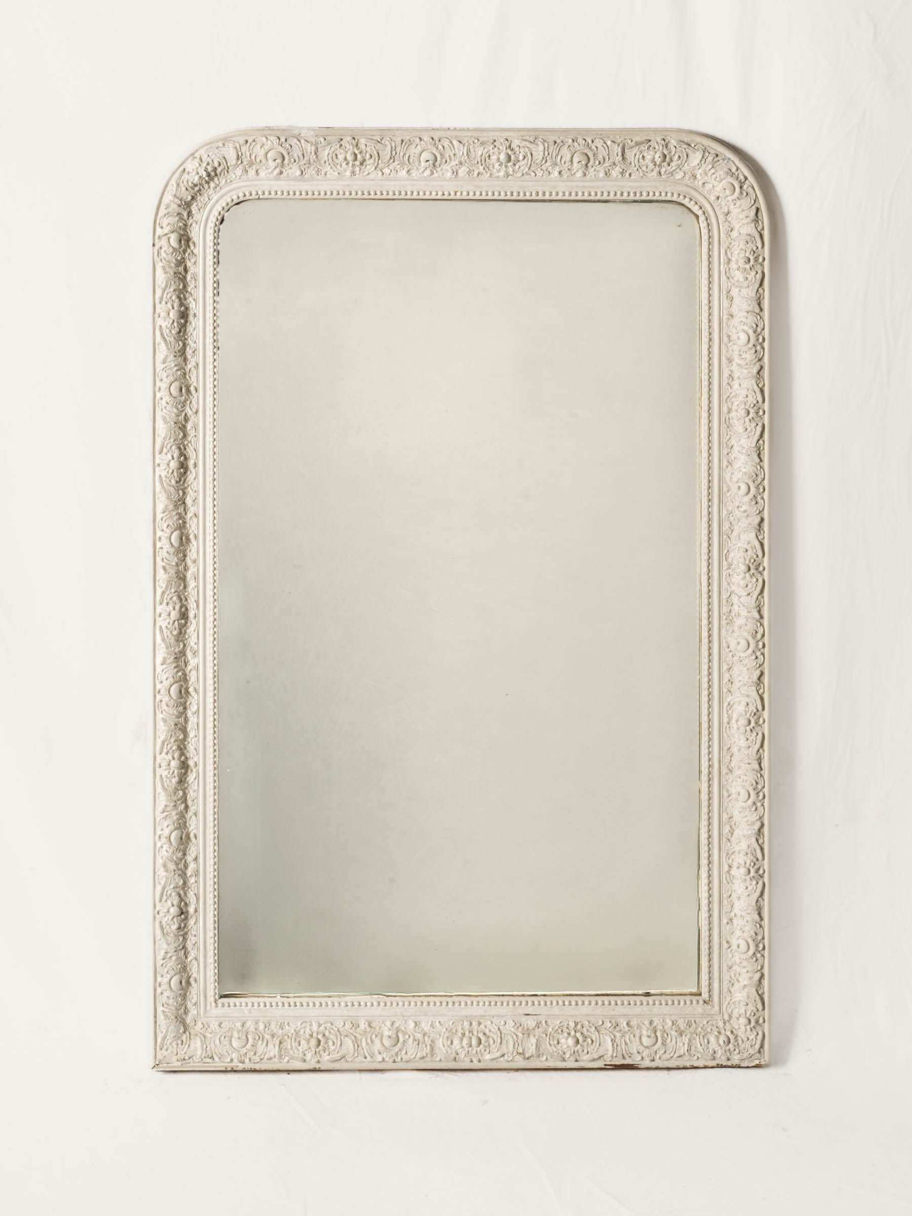 Tall French Louis-Philippe Style White Painted Mirror, Late 19th Century - 50" x 33½"