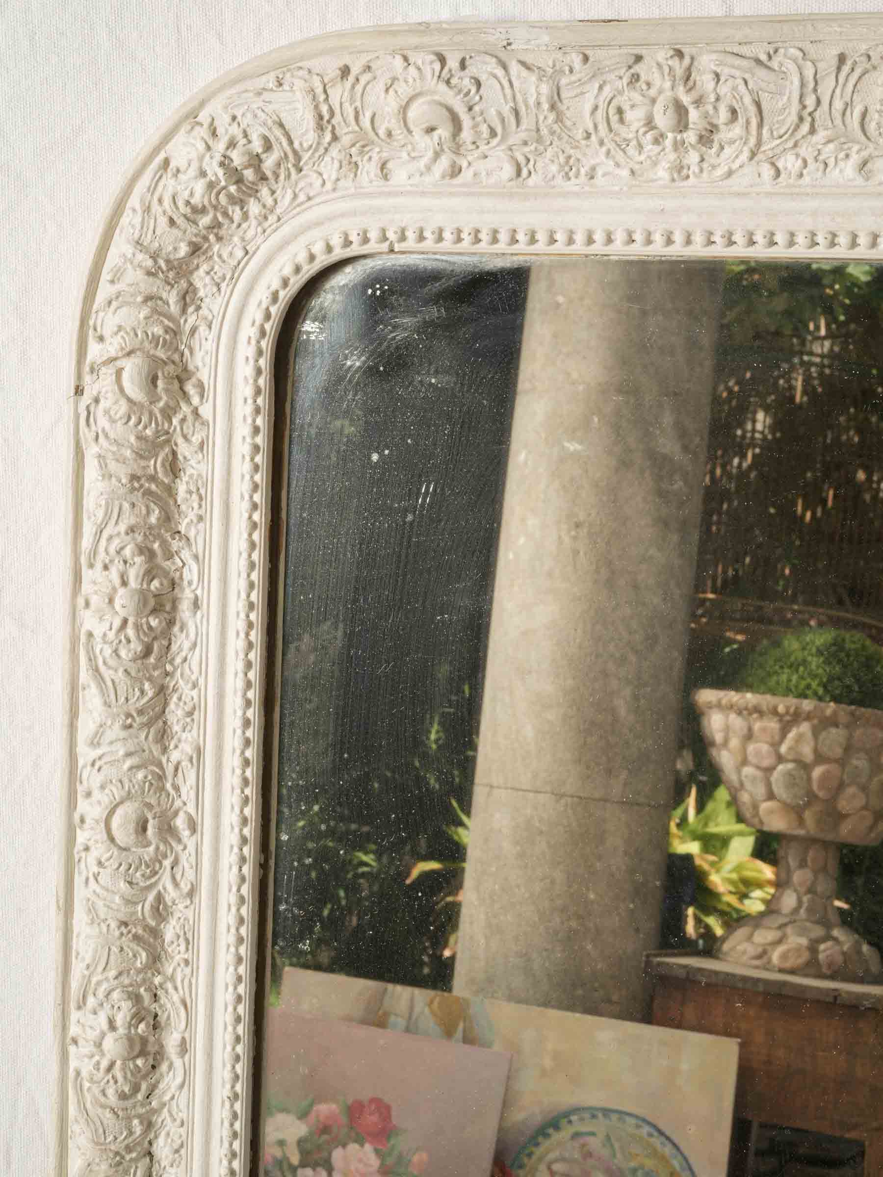 Tall French Louis-Philippe Style White Painted Mirror, Late 19th Century - 50" x 33½"