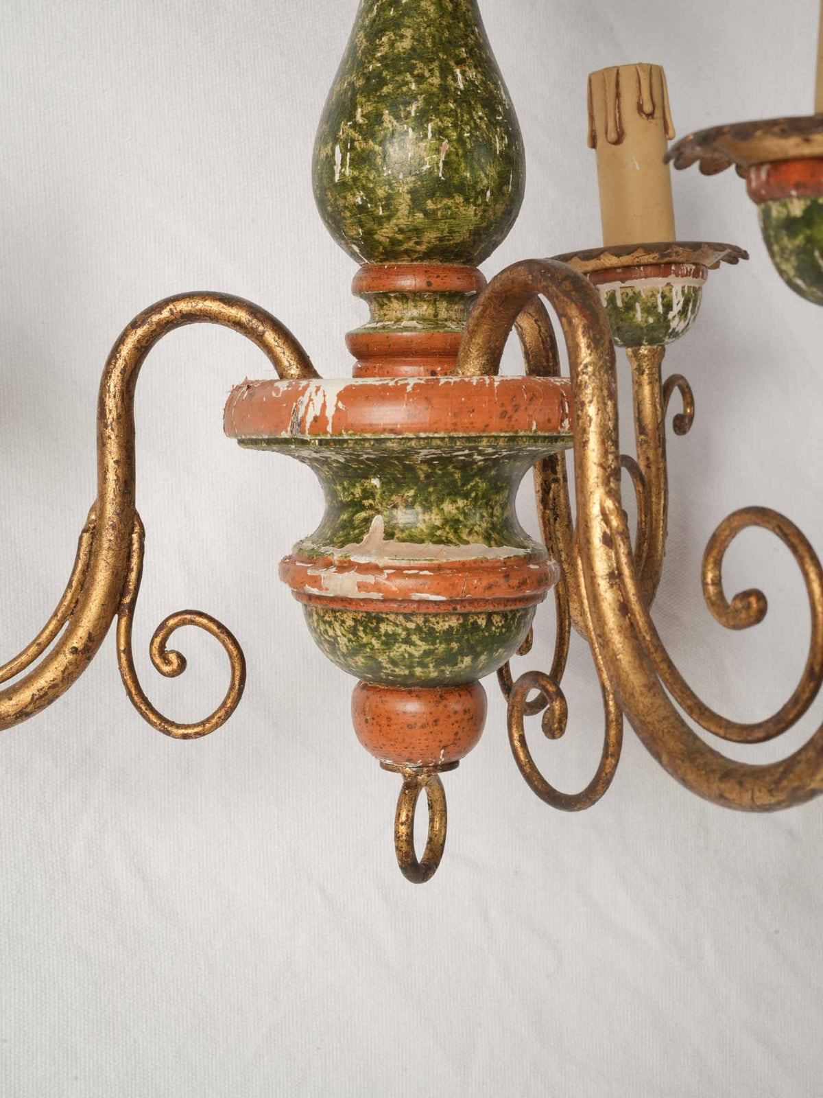 Pair of 1970s Florentine Painted Three-Light Chandeliers - 26" x 15"