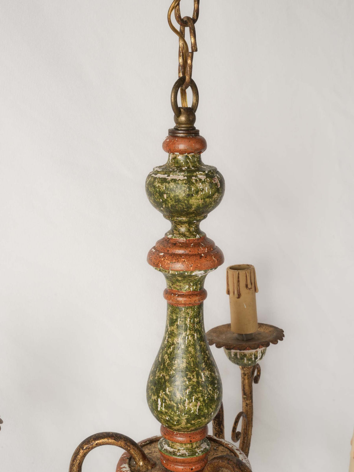 Pair of 1970s Florentine Painted Three-Light Chandeliers - 26" x 15"