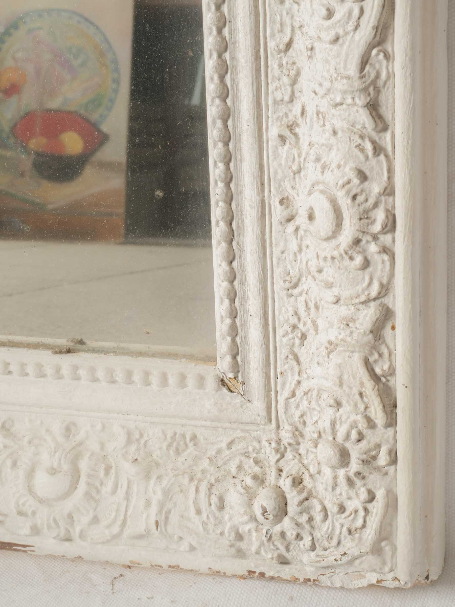 Tall French Louis-Philippe Style White Painted Mirror, Late 19th Century - 50" x 33½"
