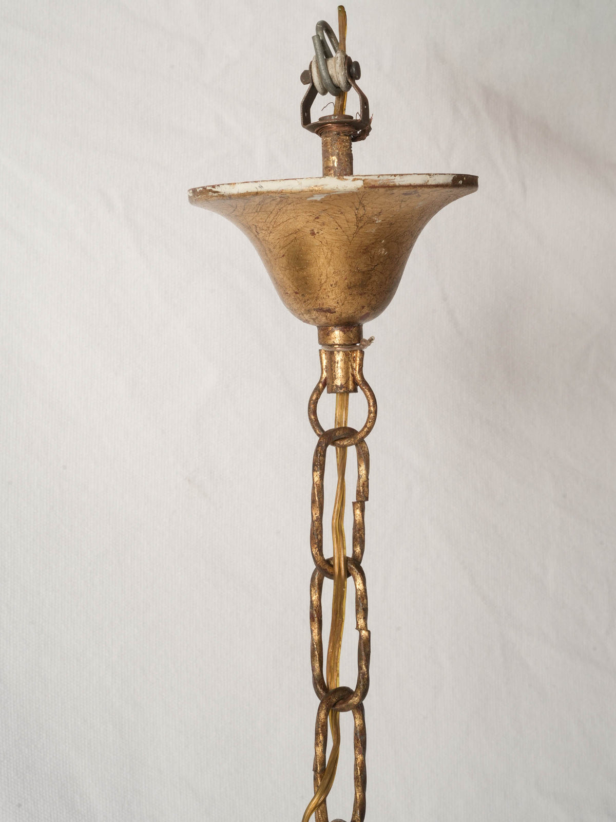 Pair of 1970s Florentine Painted Three-Light Chandeliers - 26" x 15"