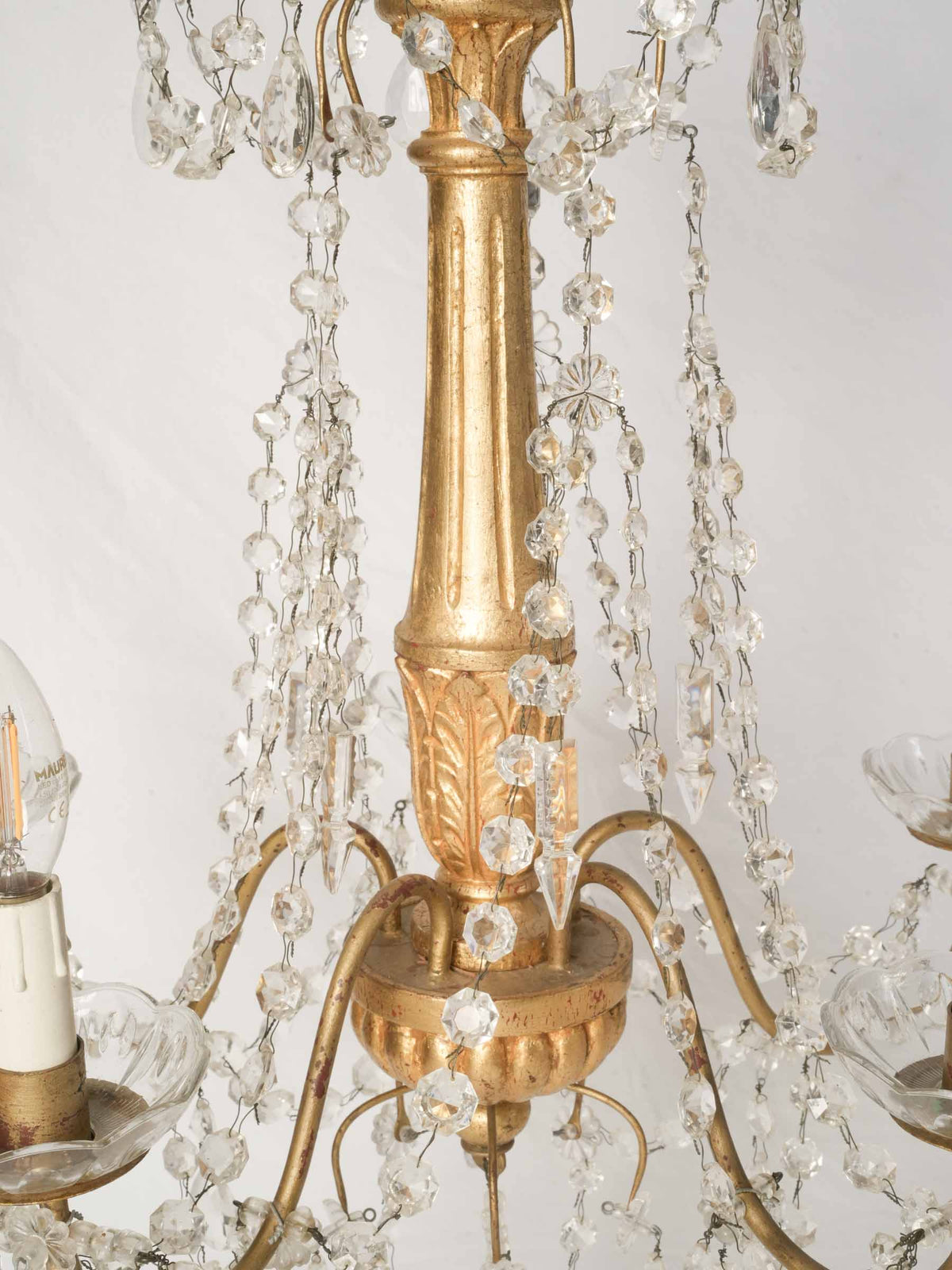 Early to Mid-20th-Century Genoese Giltwood Five-Light Chandelier