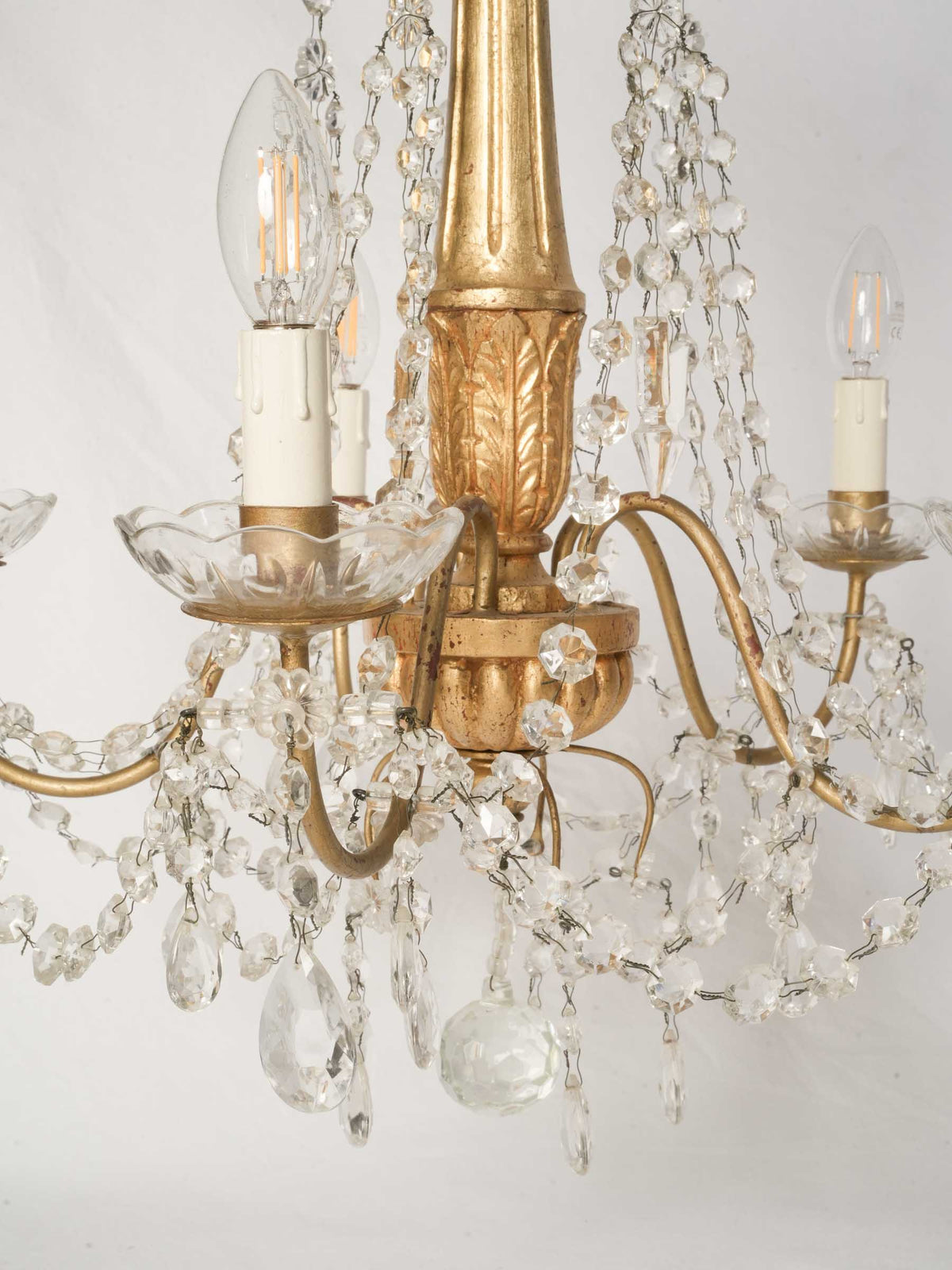 Early to Mid-20th-Century Genoese Giltwood Five-Light Chandelier