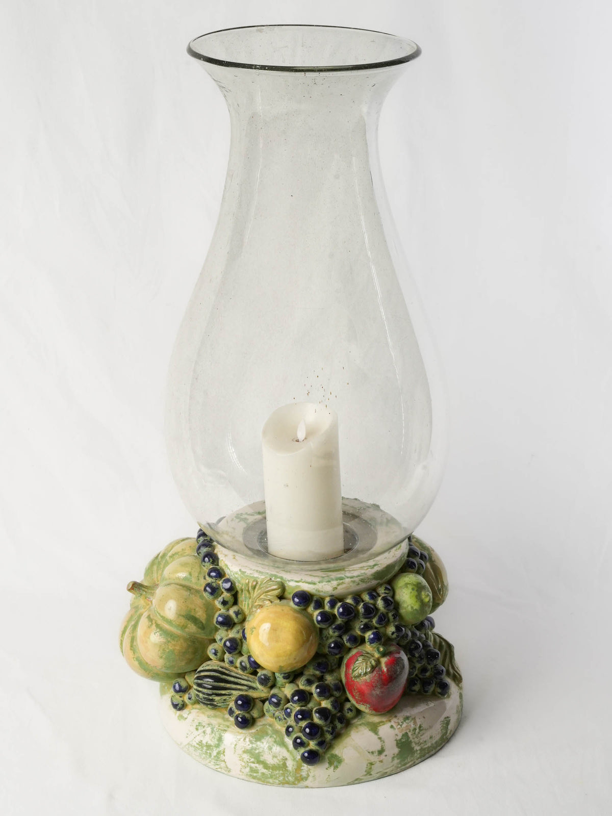 Sculptural majolica fruit base holder