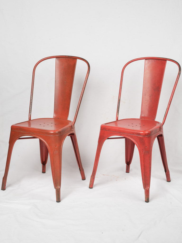 Timeless red steel industrial chairs