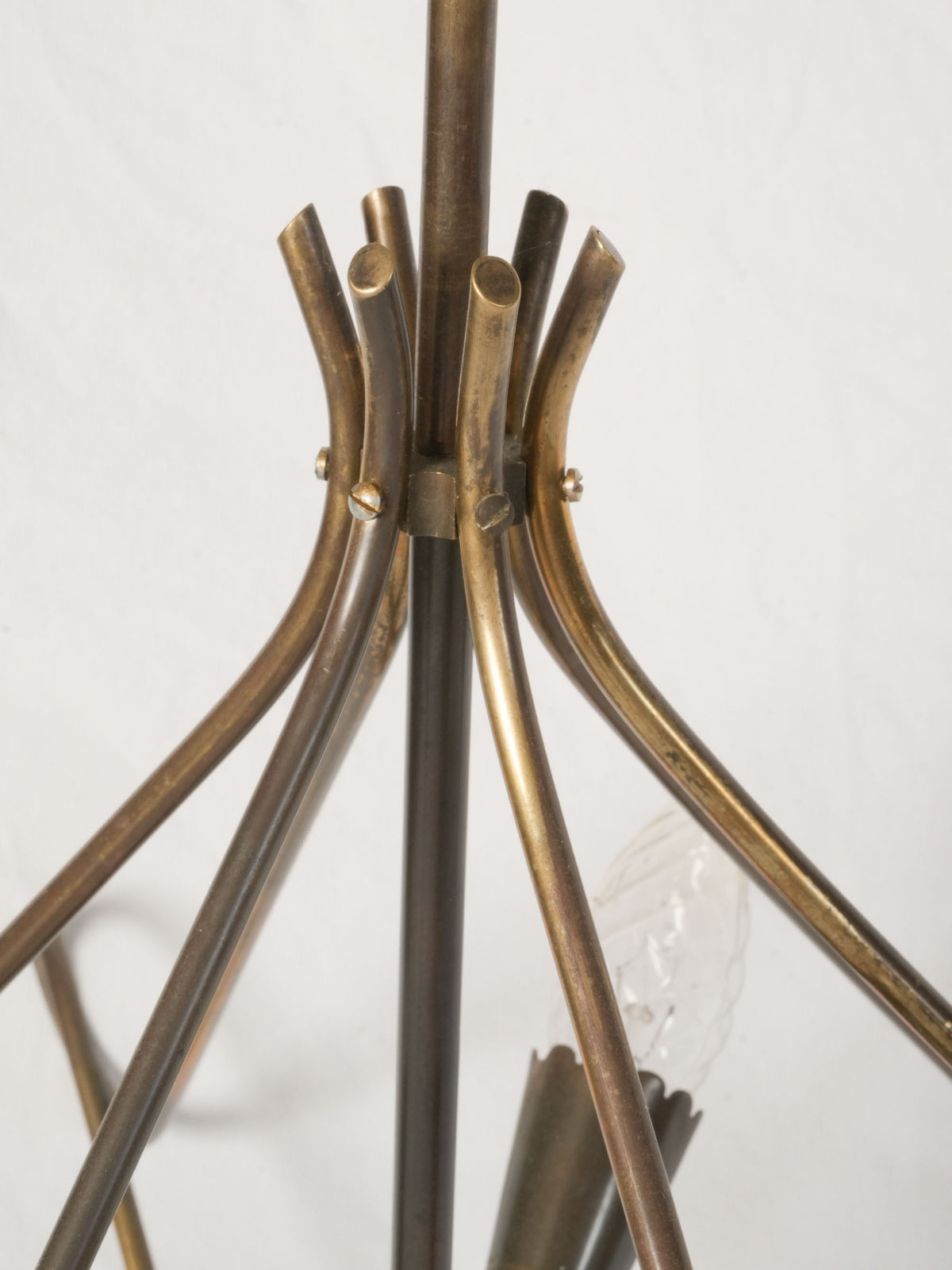 Italian Modernist Six-Light Brass Chandelier, 1950s–1960s - 32¾" x 22½"