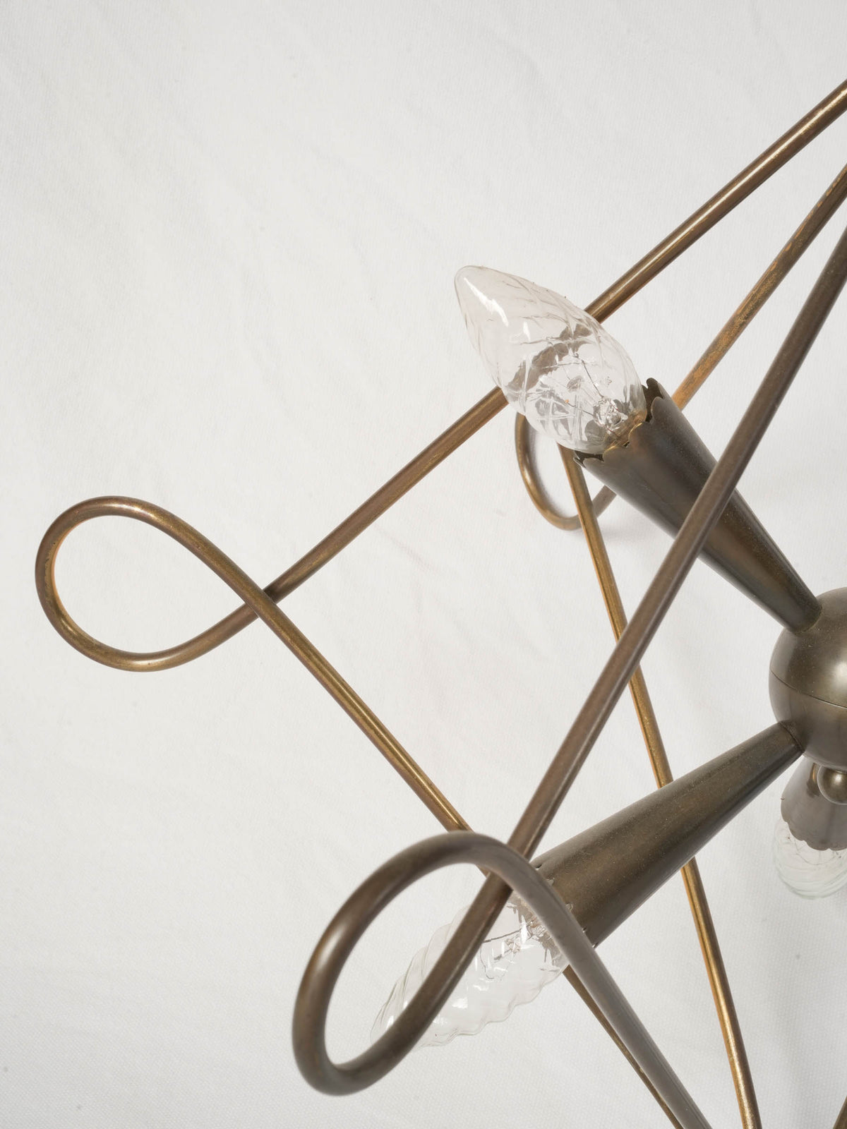 Italian Modernist Six-Light Brass Chandelier, 1950s–1960s - 32¾" x 22½"
