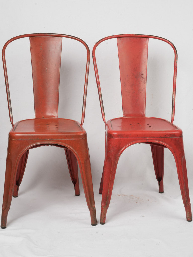 Vintage bold red Tolix chairs