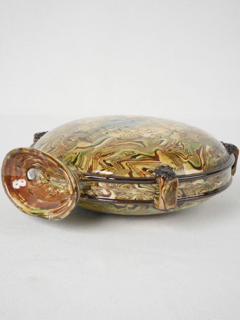 French 1900s rare ceramic looped pitcher
