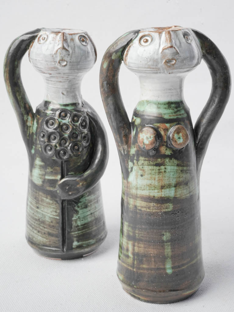 Vintage Dieulefit ceramic candlesticks
