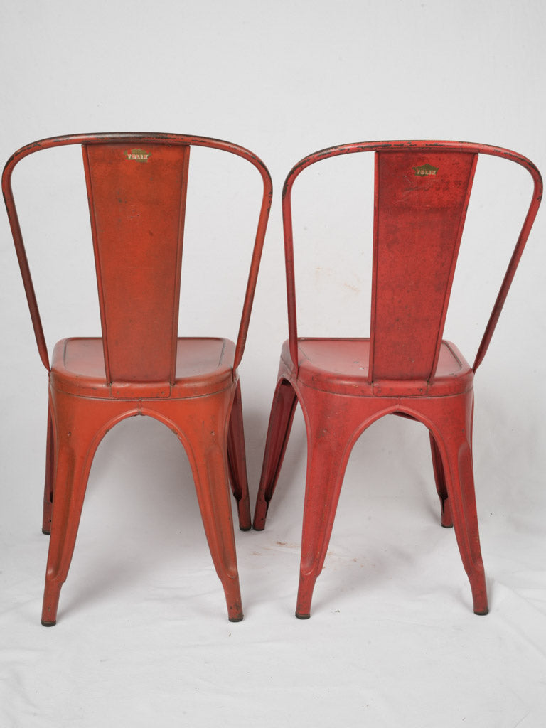 Retro-styled red metal chairs