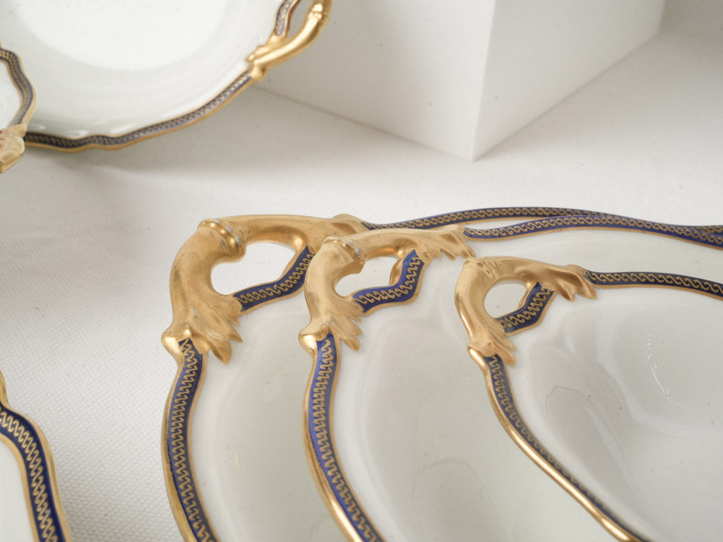 Delicate Gilded Monogram Porcelain Platters