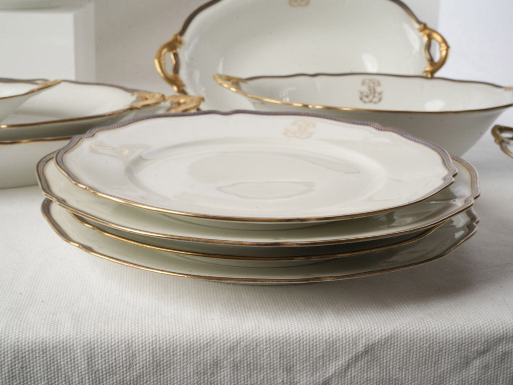 French Scalloped Rim Porcelain Compote