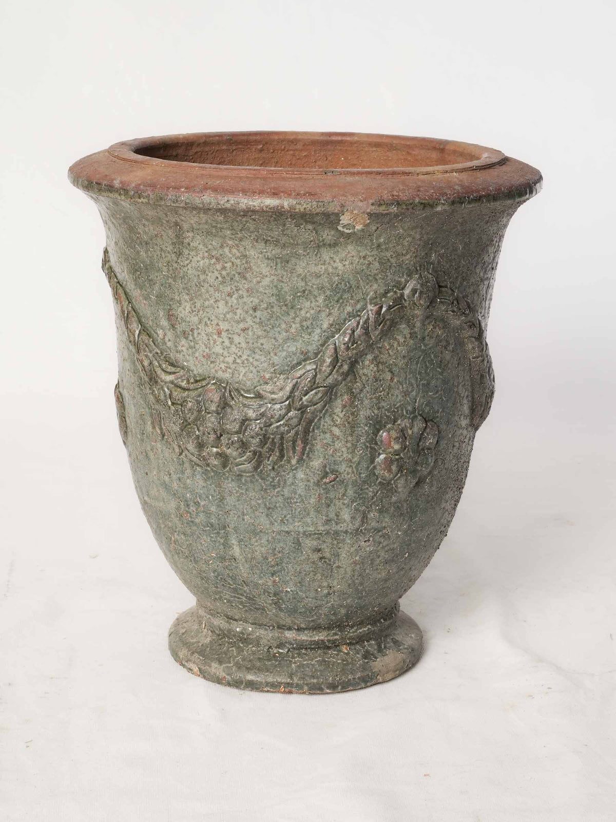 Vintage Terracotta Garden Urn in the Anduze Style w/ Mottled Glaze - 15" x 13½"