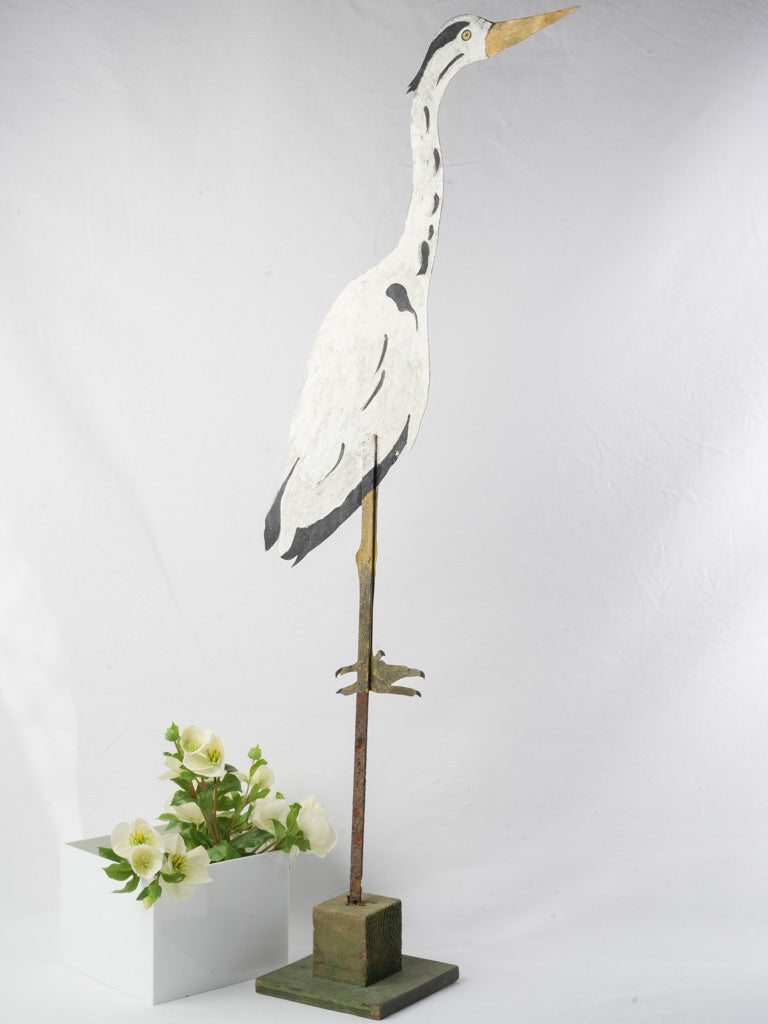 Exquisite painted tole decorative heron
