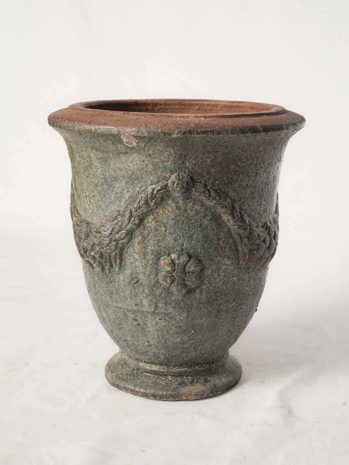 Vintage Terracotta Garden Urn in the Anduze Style w/ Mottled Glaze - 15" x 13½"