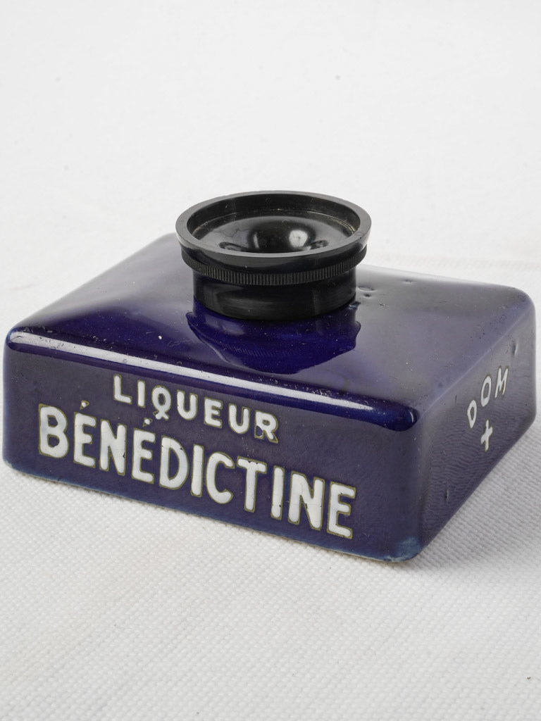 Vintage cobalt blue ceramic inkwell
