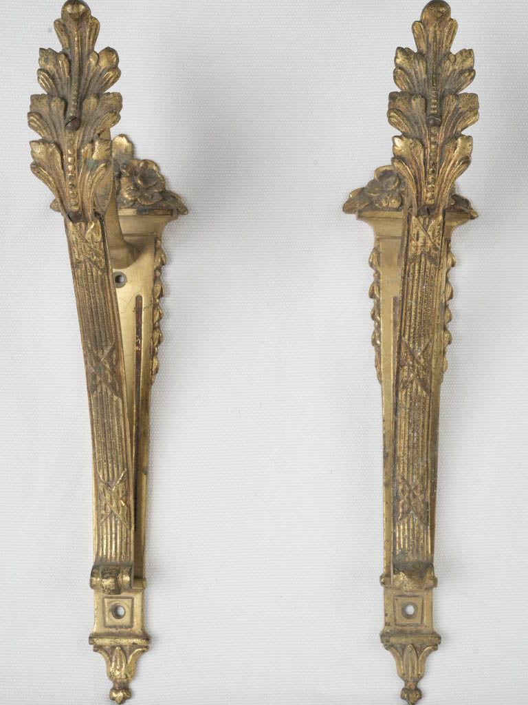 French Vintage Brass Wall-Mount Curtain Supports