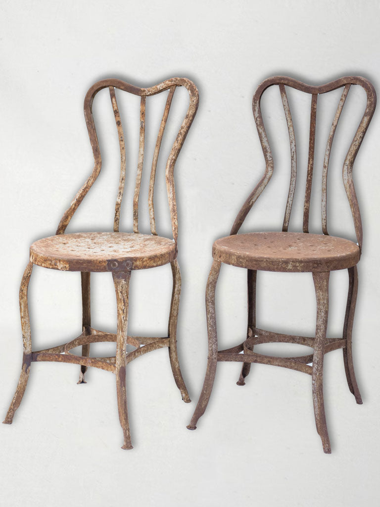 Vintage industrial steel garden chairs