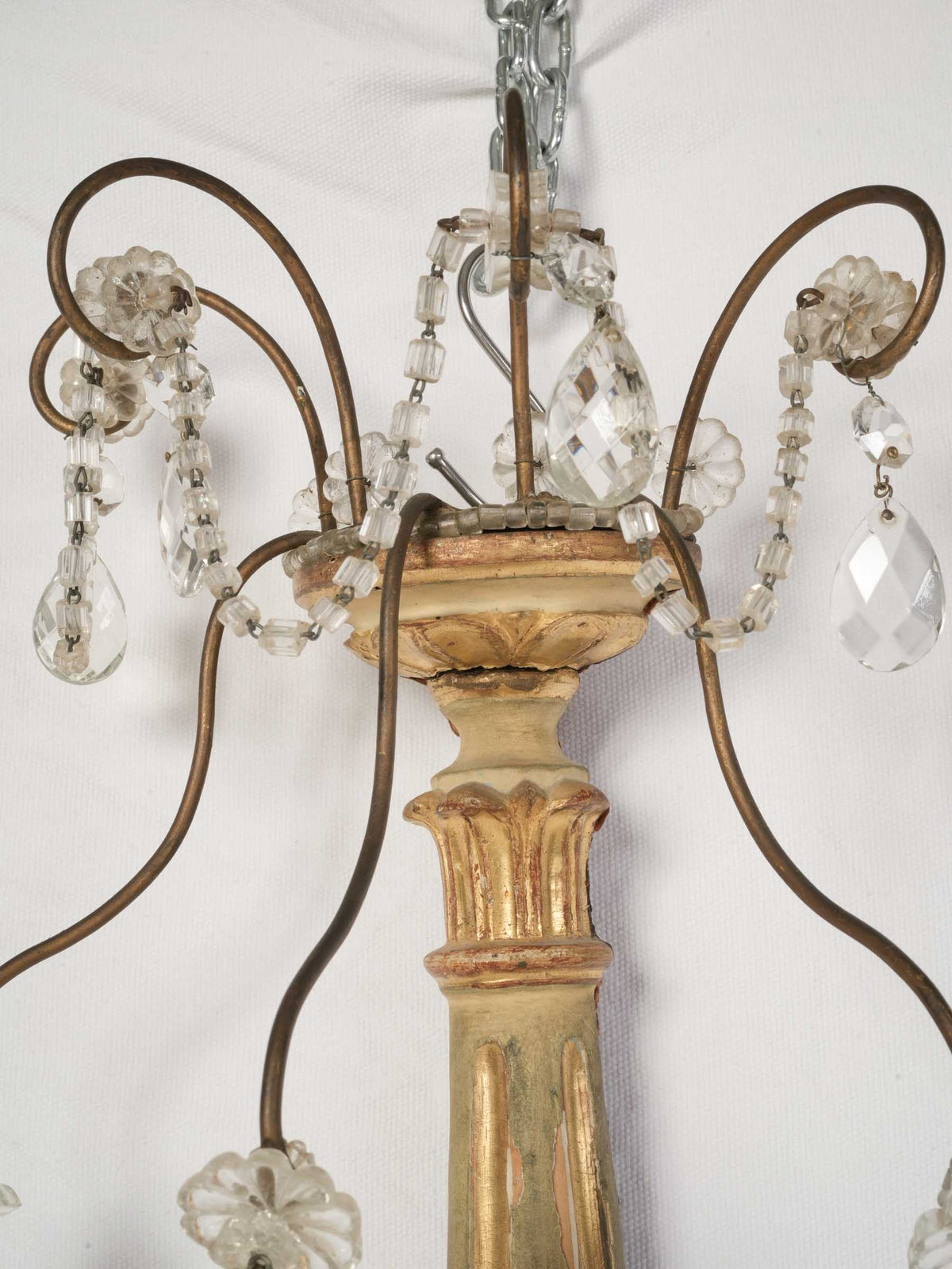 Pair of Large Genoese Giltwood and Cut-Glass Three-Light Sconces, Circa 1900 - 22½" x 14½"