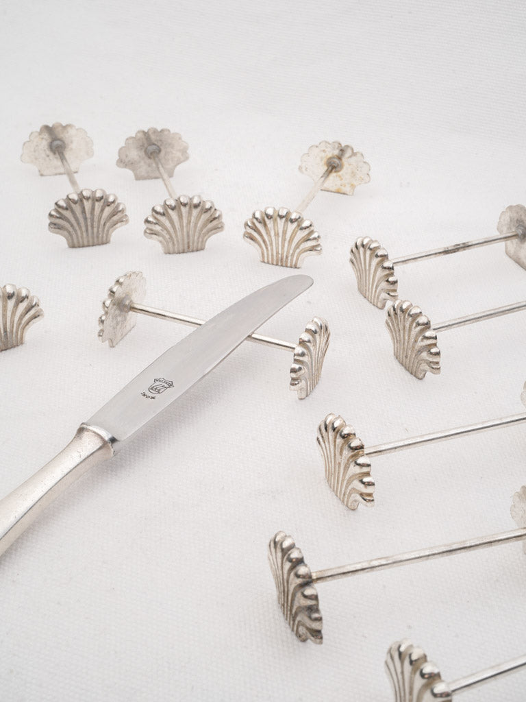 Vintage silverplate scallop motif knife rests