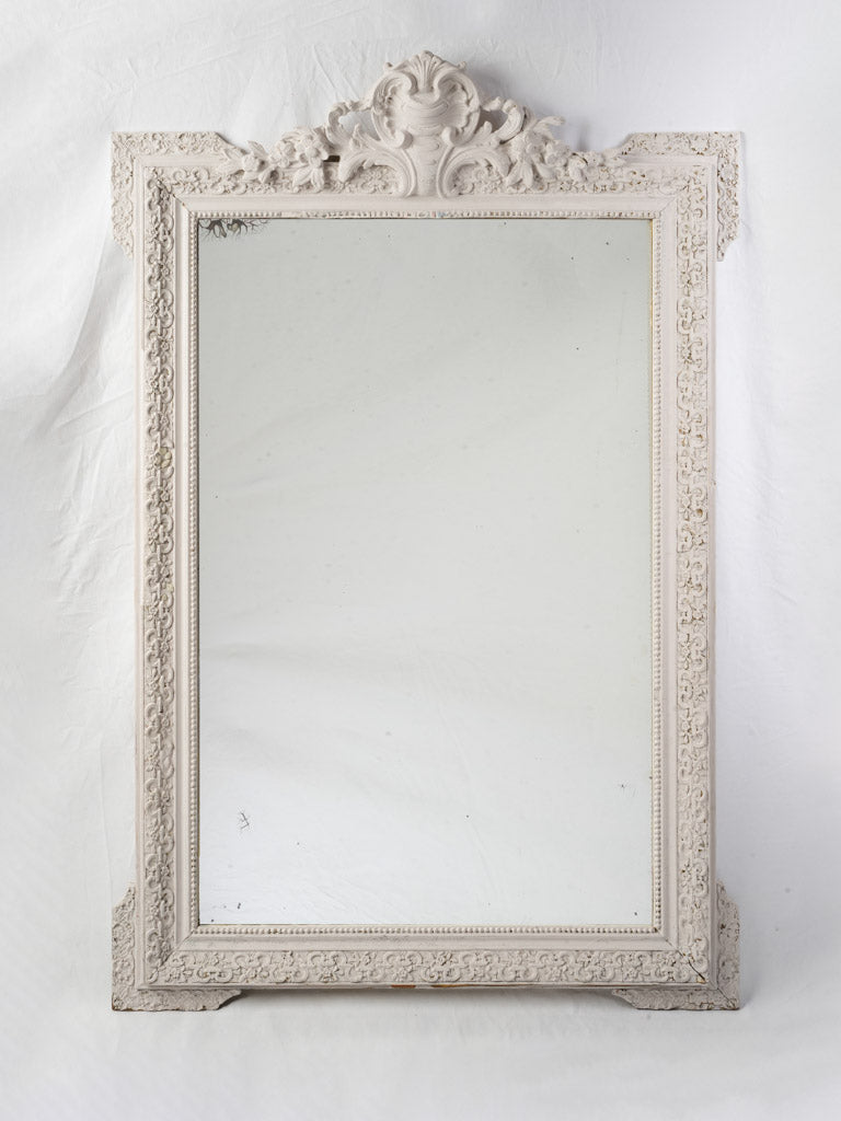 Romantic 19th-Century Mirror in Painted White Finish - 54¼" x 35½"